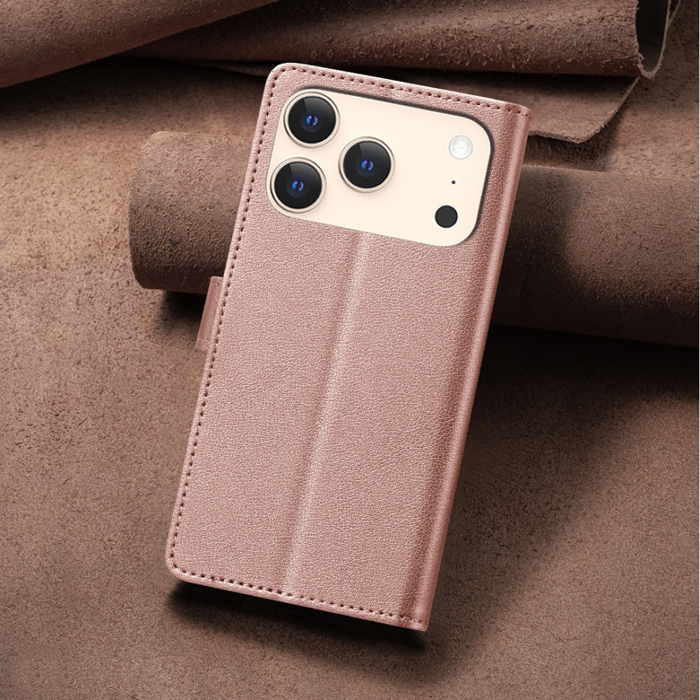 BINFEN könyvtáska iPhone 17 Pro készülékhez - rózsaarany