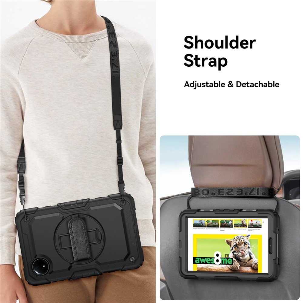 Strapabíró borító kéztartóval és vállpánttal Xiaomi Redmi Pad SE 8.7 - fekete
