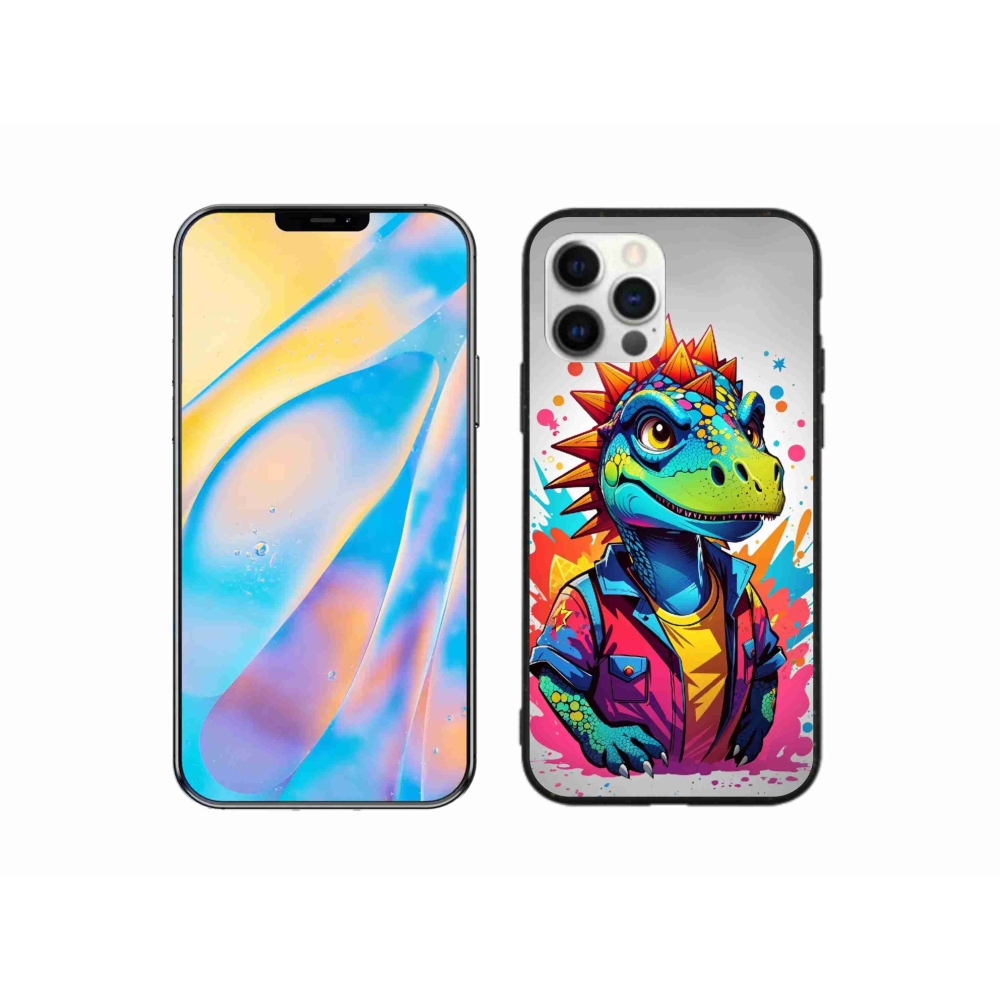 Zselés borítás mmCase iPhone 12 készülékhez - színes dinoszaurusz