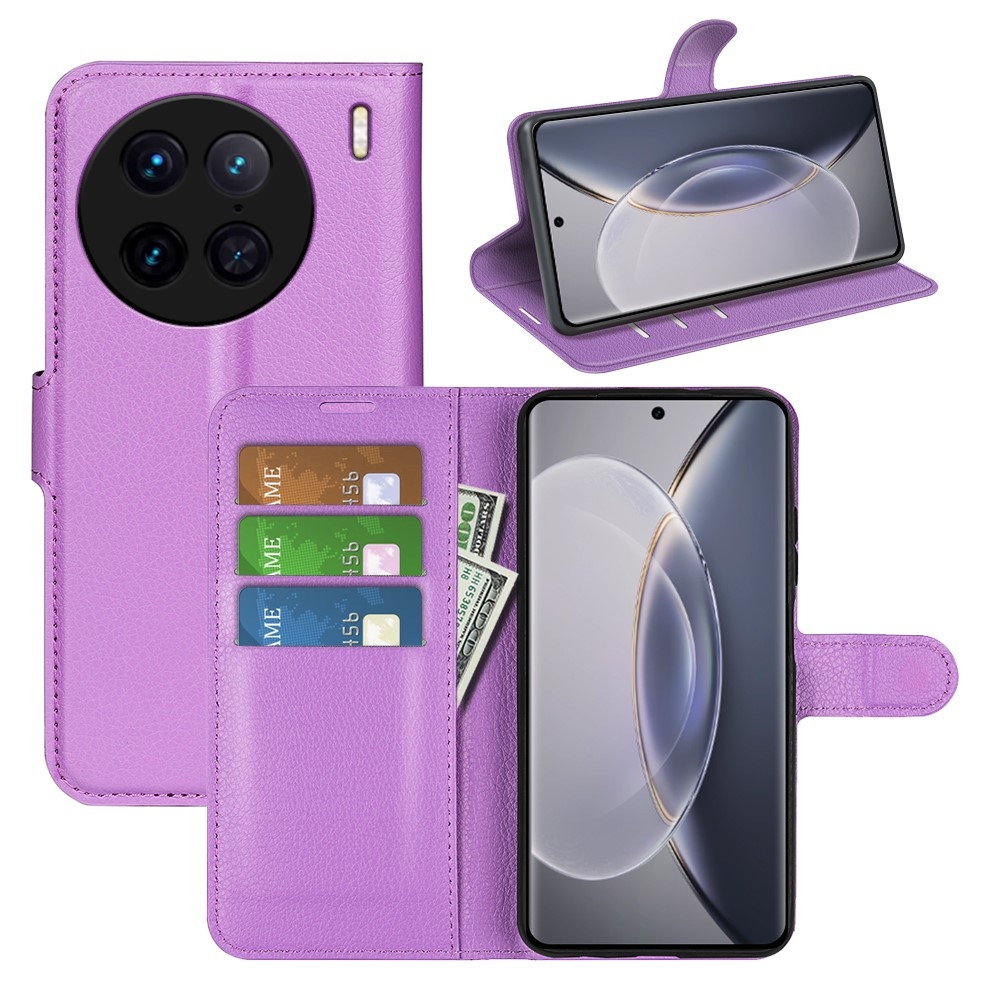 Litchi könyv tok a Vivo X90 Pro-hoz - lila