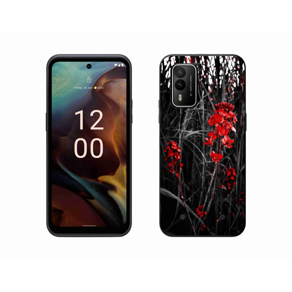 Zselés borítás mmCase a Nokia XR21 készülékhez - piros növény