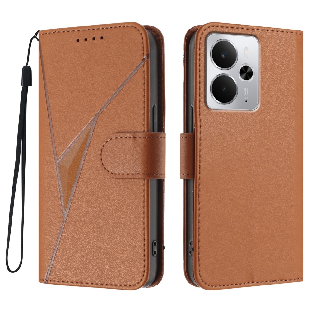 Háromszögek könyvtáska a Realme 14 5G készülékhez - barna