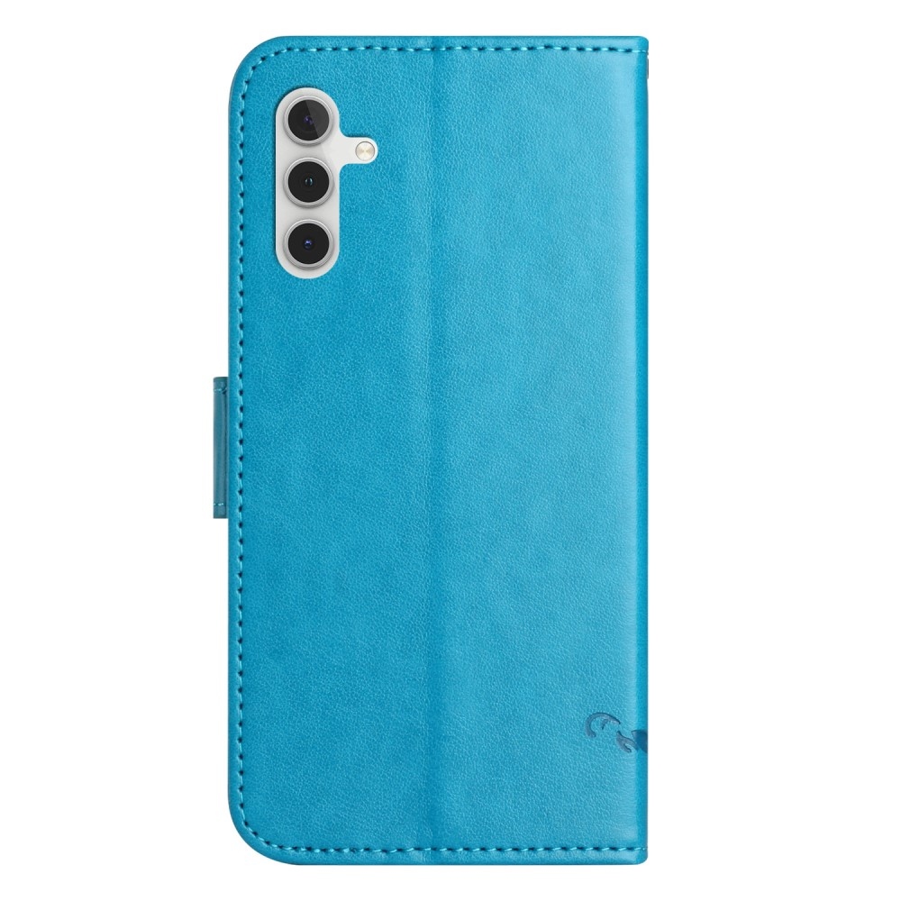 Virágos könyv tok Samsung Galaxy A15 4G/5G készülékhez - kék