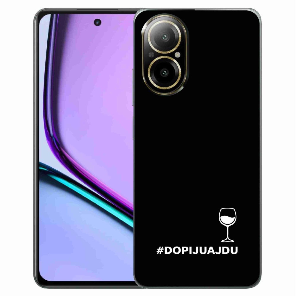 Gél borító mmCase a Realme C67 készülékhez - bor motívum fekete háttérrel