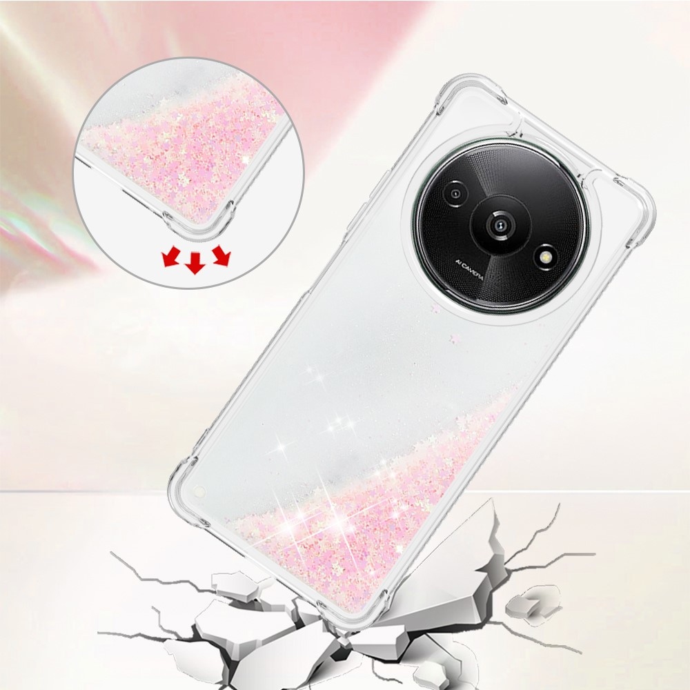 Glitter zselés homokóra tok Xiaomi Redmi A3-hoz - rózsaszín/csillagok
