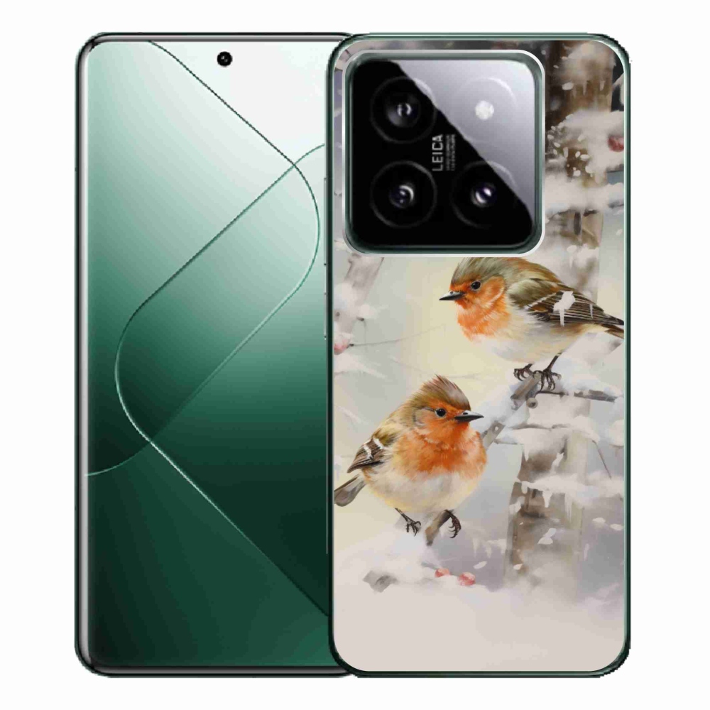 Gél borítás mmCase a Xiaomi 14 Pro számára - madarak télen