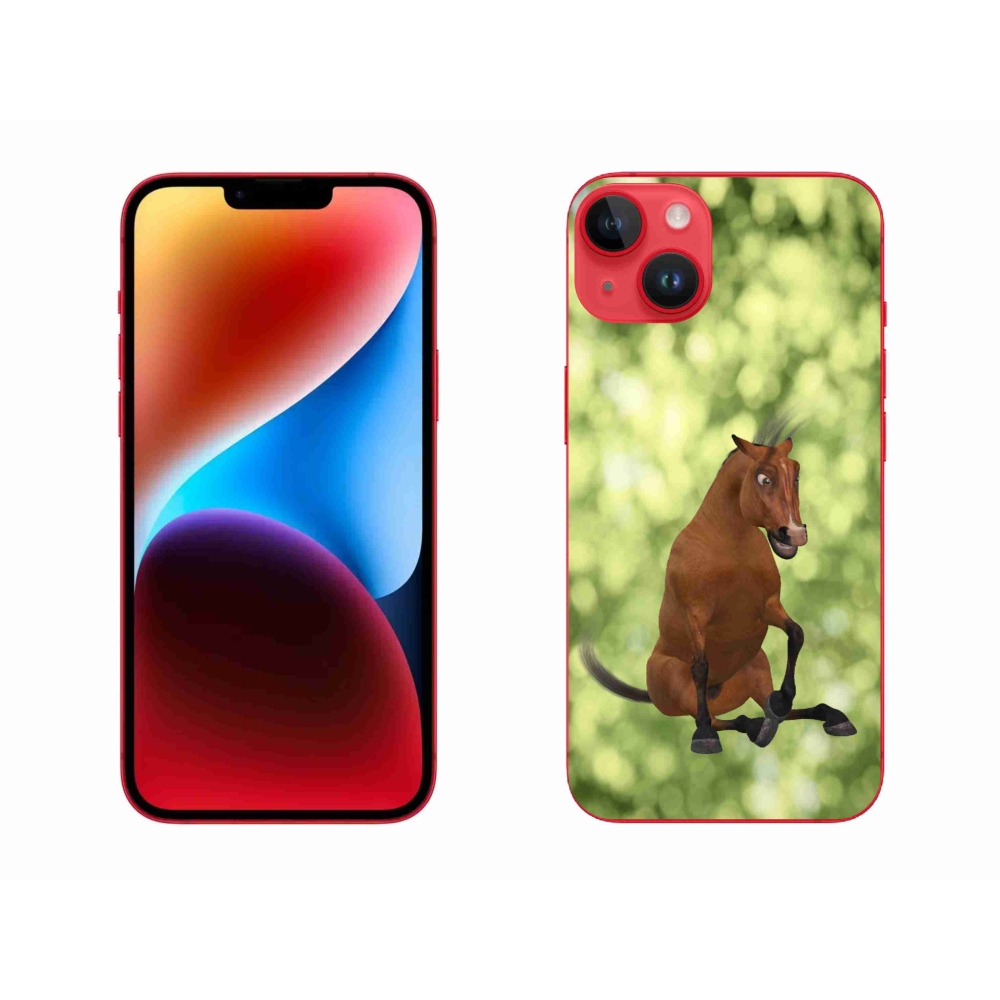 Zselés borítás mmCase iPhone 14 Plus készülékhez - barna rajzfilm ló 1
