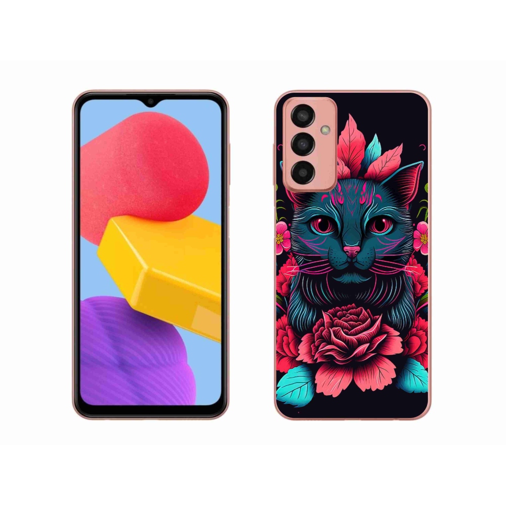 Gél borító mmCase Samsung Galaxy M13 készülékhez - virágok és macskák