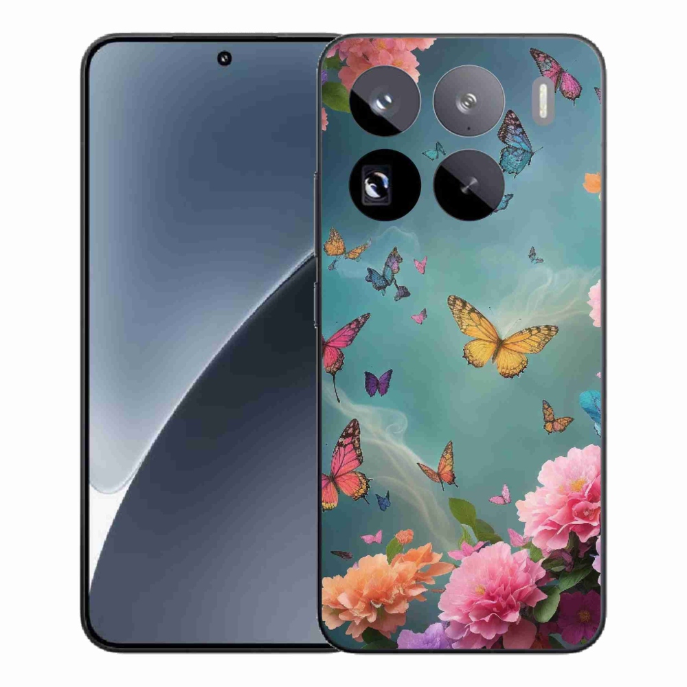 Gél borítás mmCase a Xiaomi 15 Pro számára - színes virágok és pillangók