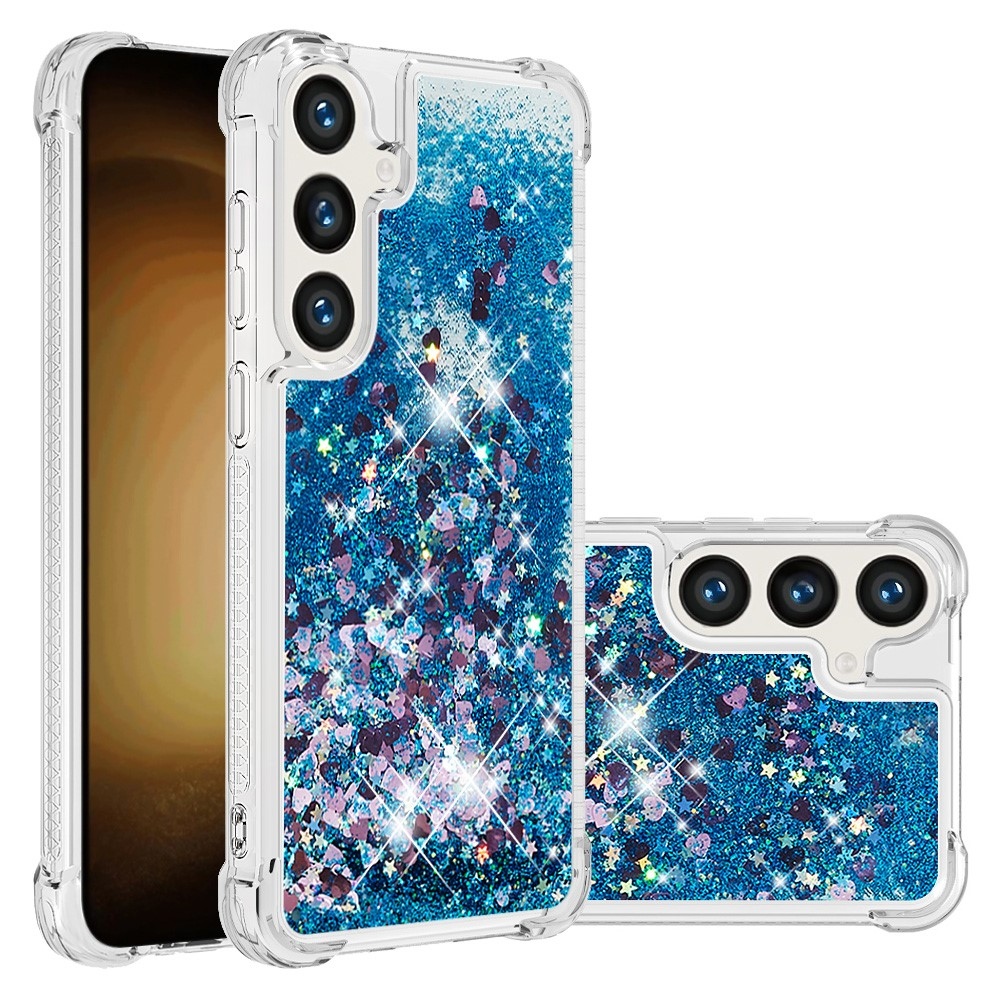 Glitter homokóra zselés tok Samsung Galaxy S24+ - kék/szív