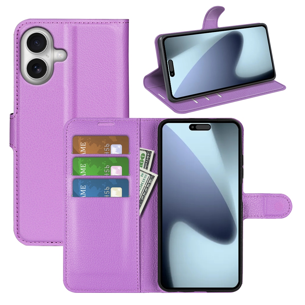 Litchi könyvtáska iPhone 17 készülékhez - lila