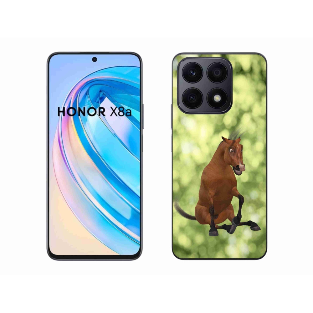 Zselés borító mmCase a Honor X8a készülékhez - barna rajzfilm ló 1