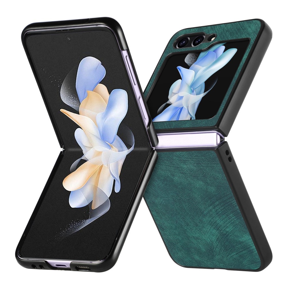 Vintage műanyag borító műbőrrel Samsung Galaxy Z Flip6 5G - zöld