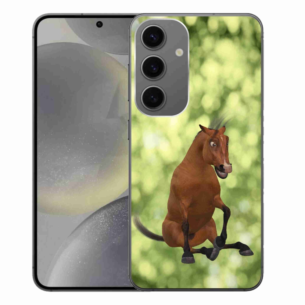 Zselés borítás mmCase Samsung Galaxy S24+ - barna rajzfilm ló 1
