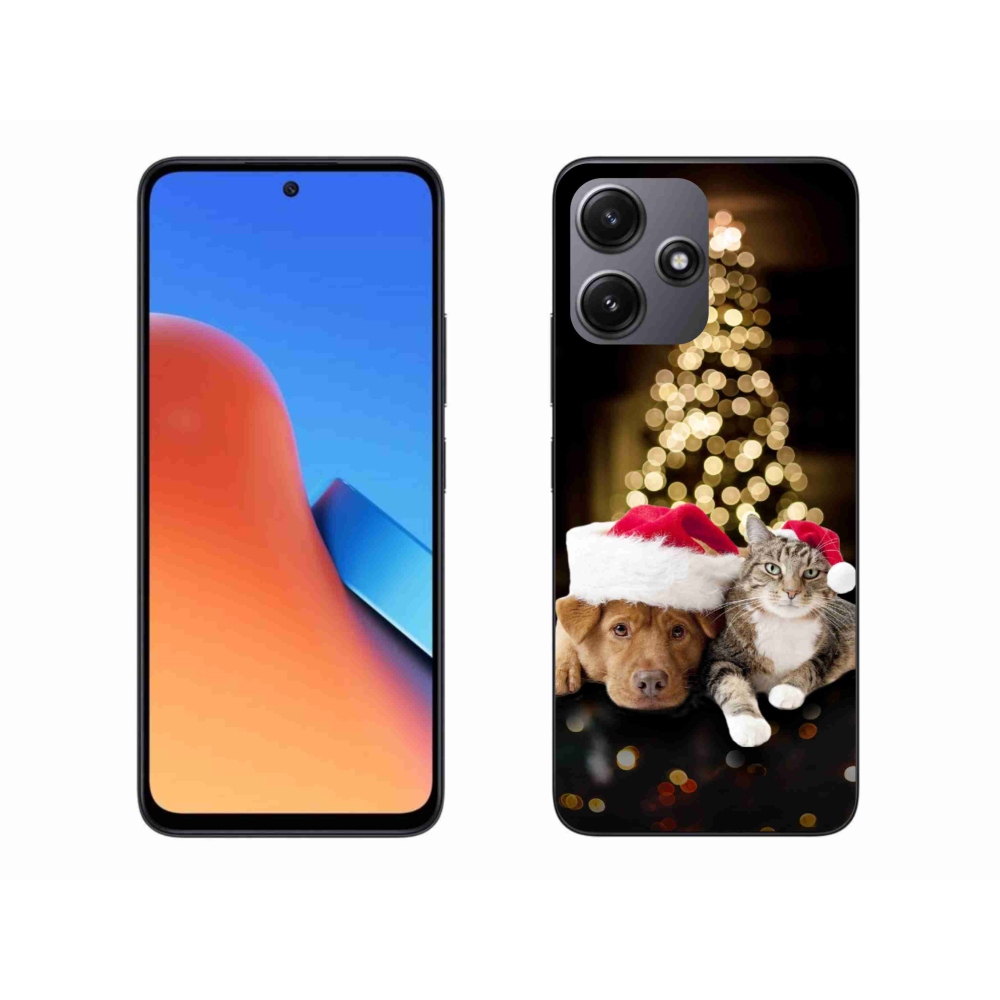 Gél borító mmCase a Xiaomi Redmi 12 5G-hez - Karácsonyi kutya és macska