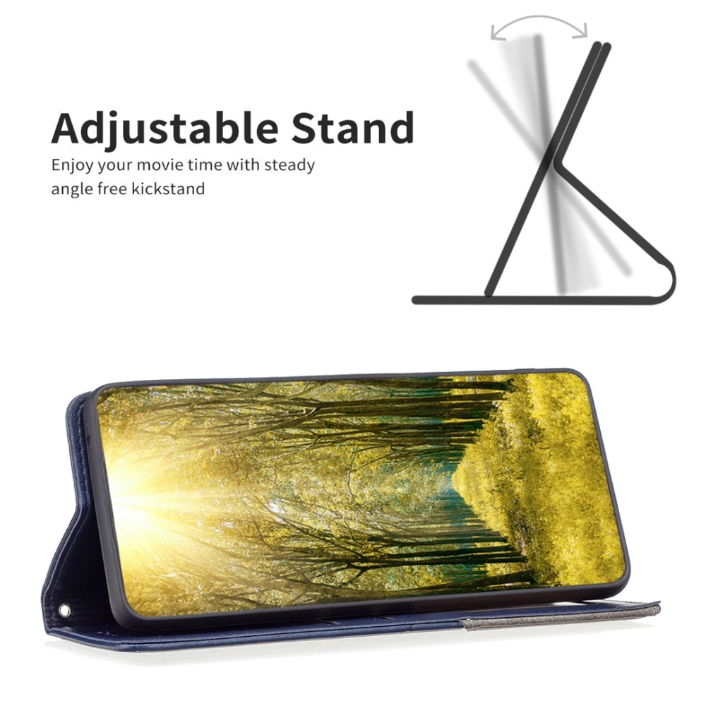 Háromszög alakú könyv tok Xiaomi Redmi Note 14 Pro-hoz - kék