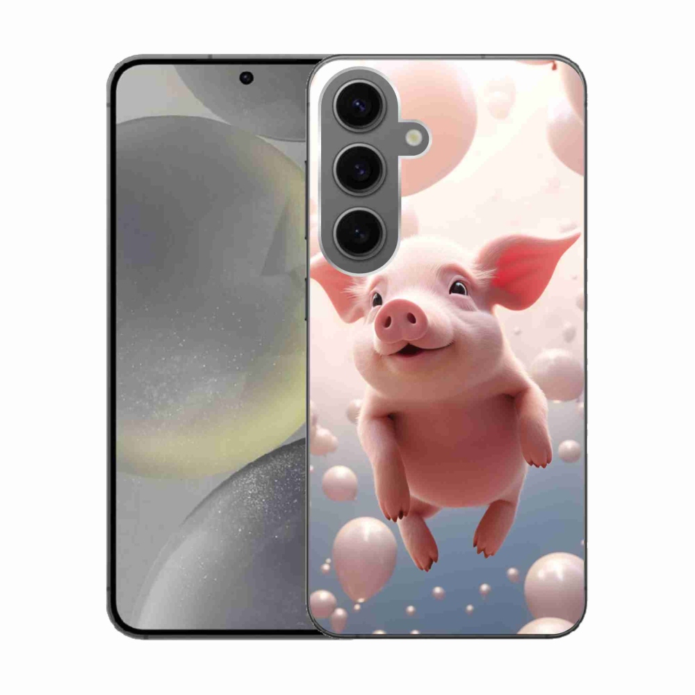 Gél borítás mmCase Samsung Galaxy S24 készülékhez - malac lufikkal