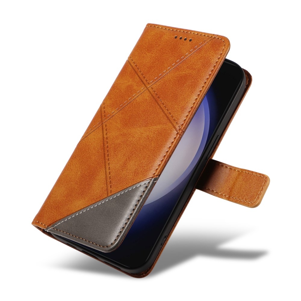Háromszög alakú könyvtáska Samsung Galaxy S24+/S25+ készülékhez - barna