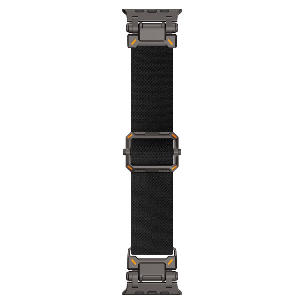 Fém nejlon szíj Apple Watch Ultra/Ultra 2 49mm/SE/SE 2022/2023 44mm/10 46mm/9/8/7 45mm/6/5/4 44mm/3/2/1 42 mm-es Apple Watch Ultra/Ultra 2 órához - fekete színben