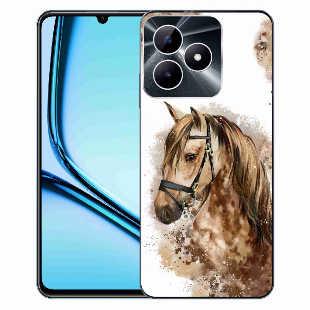 Zselés borító mmCase a Realme Note 50 készülékhez - barna rajzfilm ló