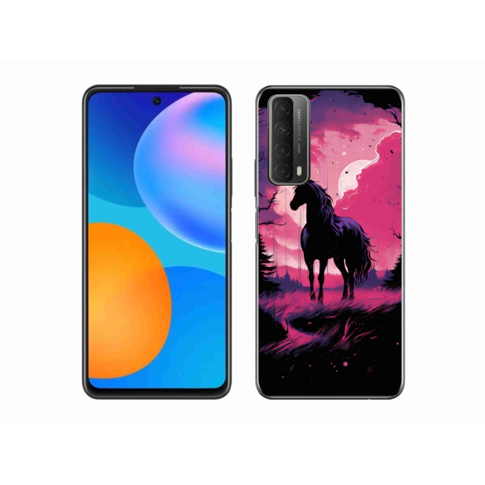 Zselés borítás mmCase a Huawei P Smart (2021) - fekete rajzfilm ló 1