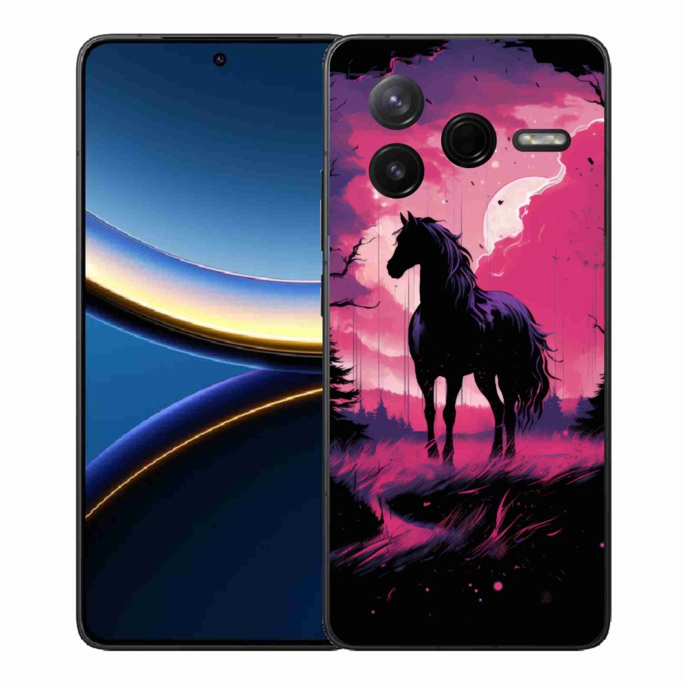 Gél borítás mmCase a Xiaomi Poco F7 Pro számára - fekete rajzfilm ló 1