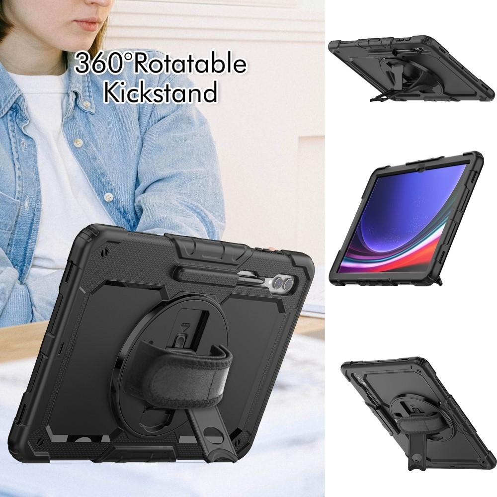 Rúgásálló borítás kézi markolattal Samsung Galaxy Tab S9 Ultra/Tab S10 Ultra készülékhez - fekete