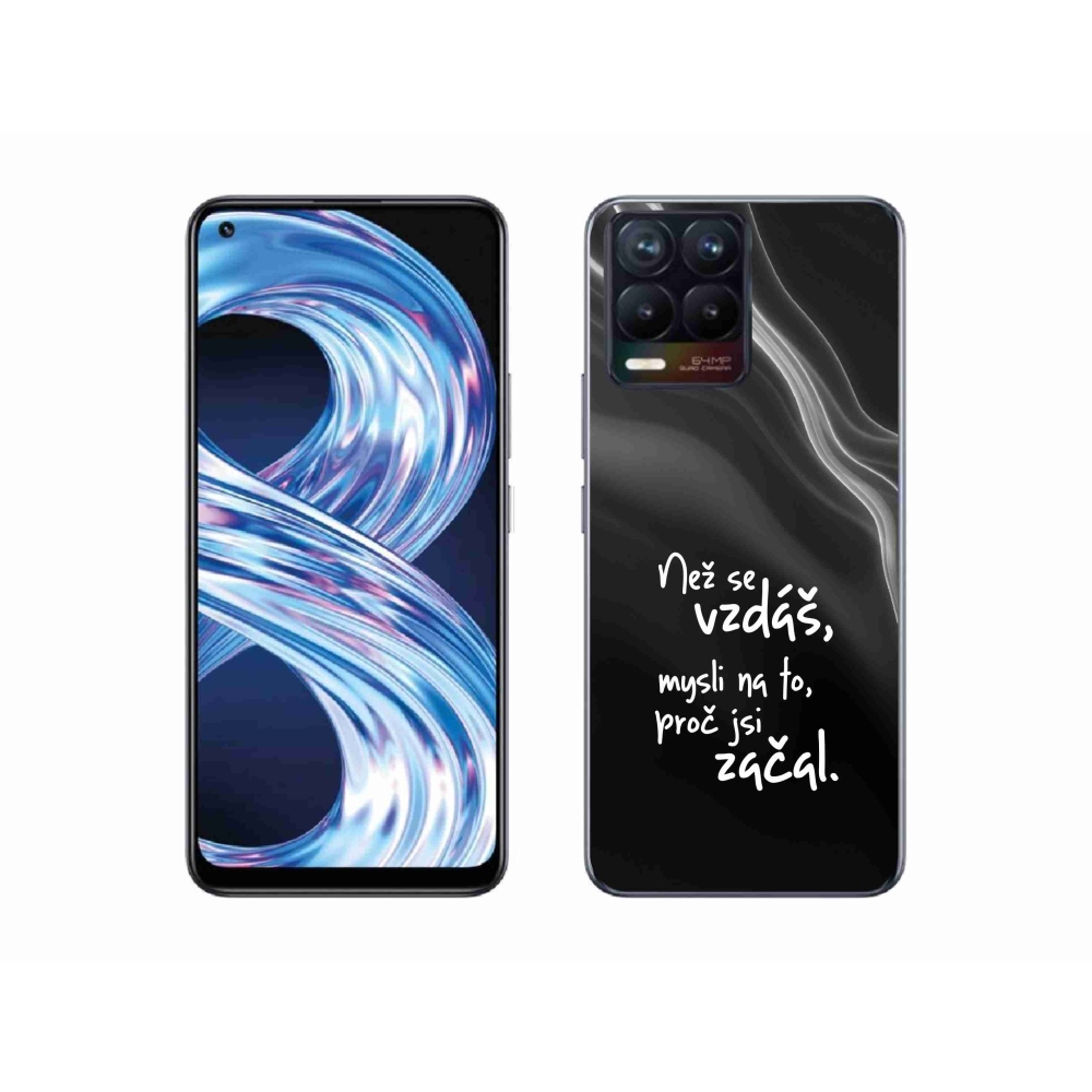 Gél borítás mmCase a Realme 8 4G - Idézet 2 fekete háttérrel