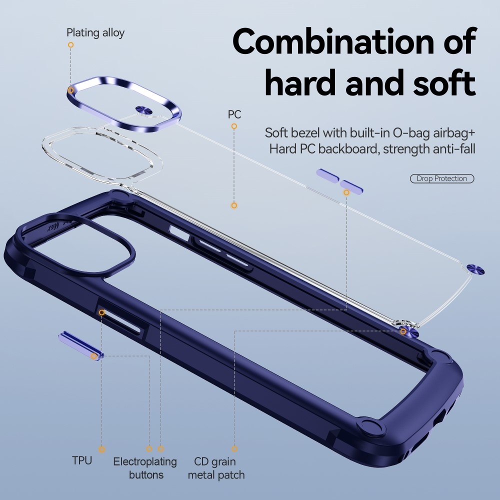 Gél tok fix hátlappal iPhone 15 Pro Max készülékhez - kék