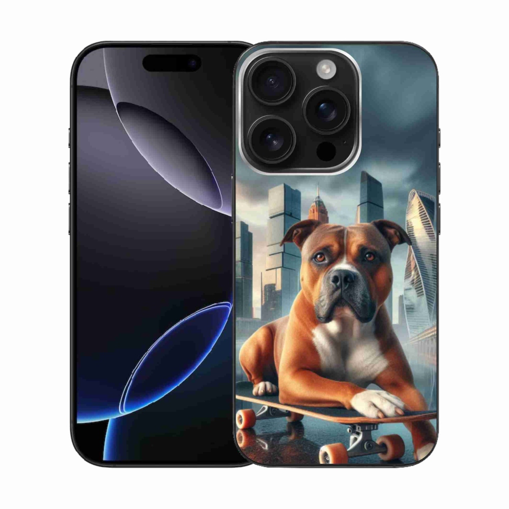 Gél borítás mmCase iPhone 16 Pro készülékhez - kutya gördeszkán