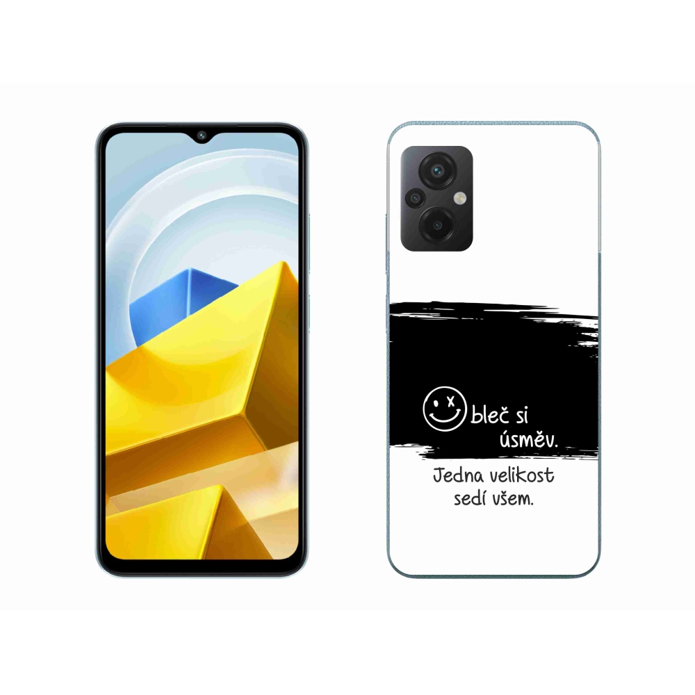Gél borító mmCase a Xiaomi Poco M5 4G-hez - vicces szöveg 8 fekete és fehér háttérrel
