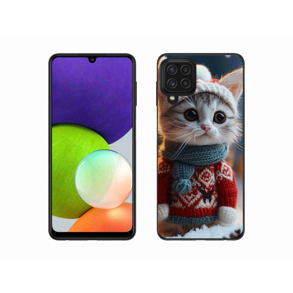 Zselés borítás mmCase Samsung Galaxy A22 4G - cica pulóverben