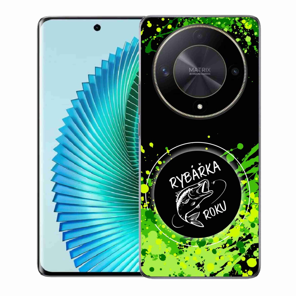 Gél borító mmCase a Honor Magic 6 Lite 5G számára - az év horgásza fekete háttérrel
