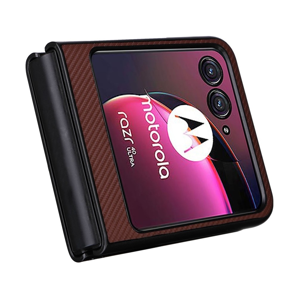 Textúrás műanyag borítás műbőrrel a Motorola Razr 40 Ultra 5G készülékre - barna