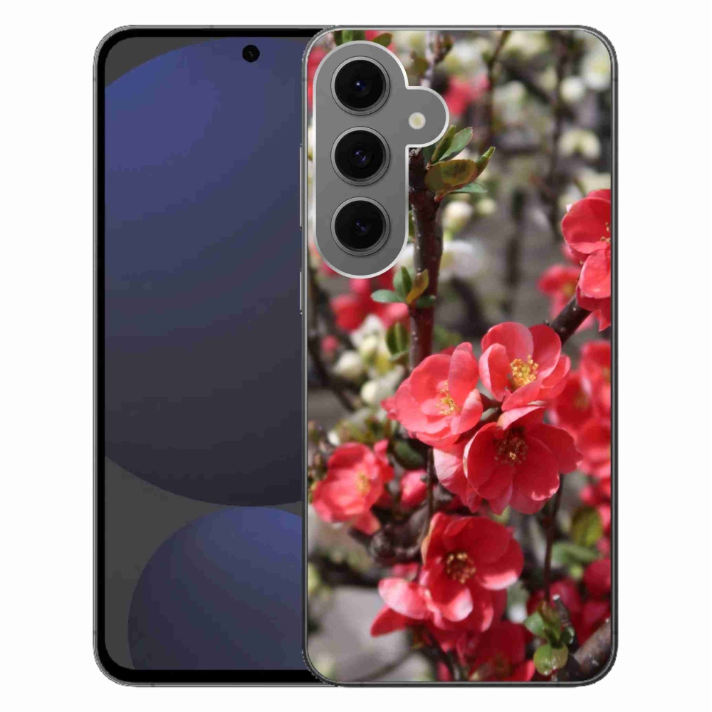 Gél védőhuzat mmCase Samsung Galaxy S24 FE készülékhez - piros virágok
