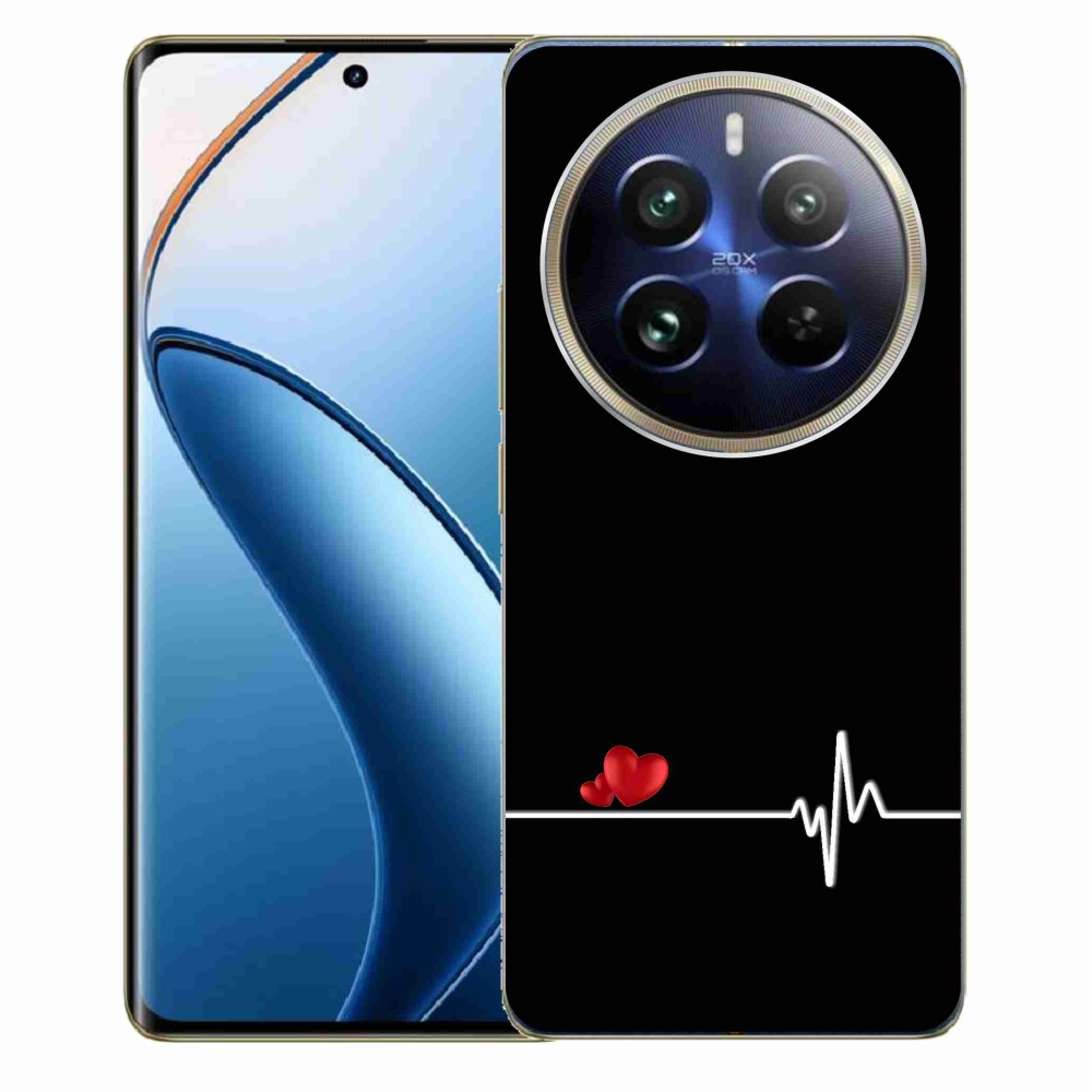 Gél borítás mmCase a Realme 12 Pro 5G/12 Pro+ 5G - szív és szívverés fekete háttérrel