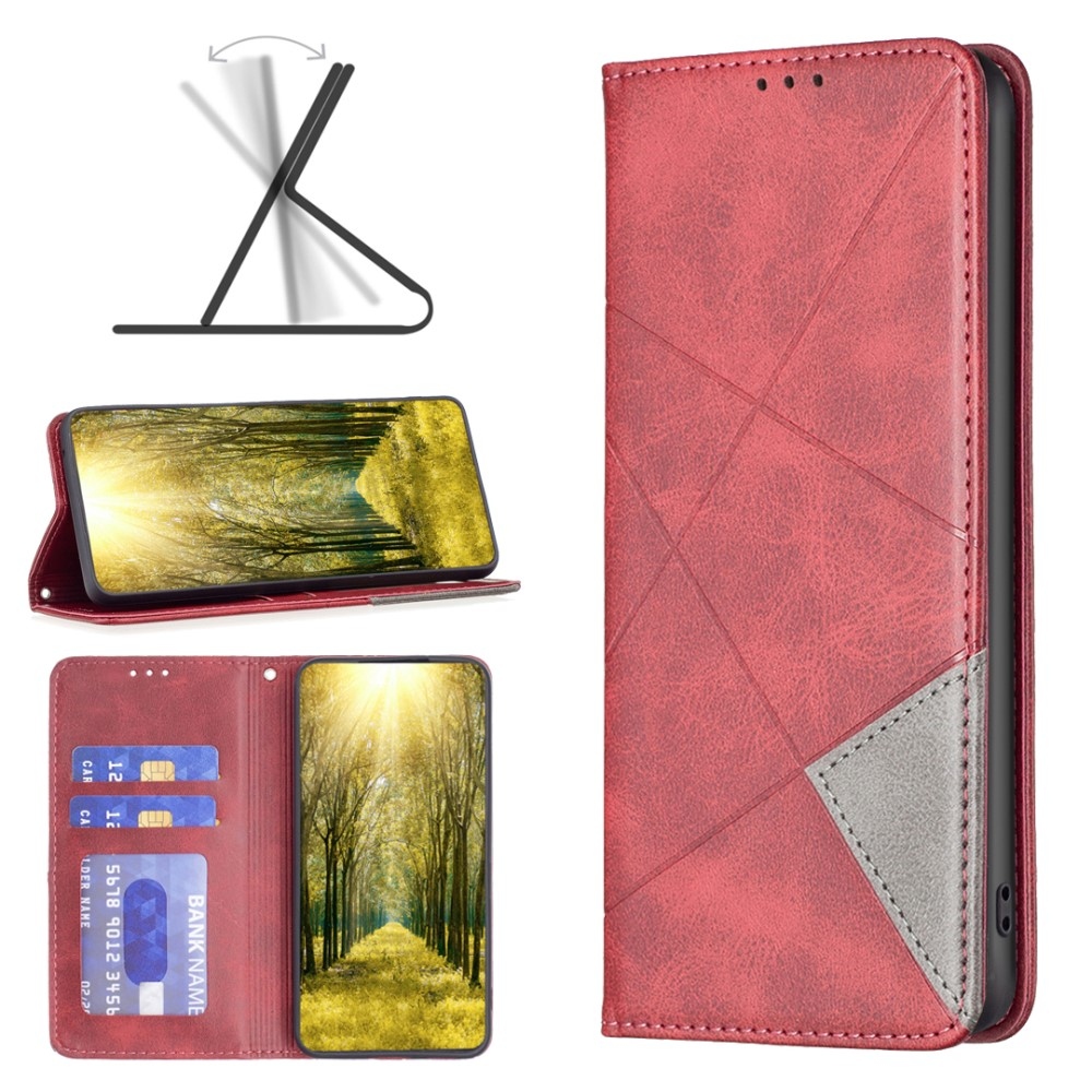 Háromszög alakú könyv tok Xiaomi Redmi Note 13 Pro 4G/Poco M6 Pro - piros