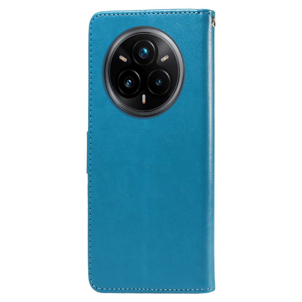 Virágos könyvtáska a Realme 14 Pro+ 5G készülékhez - kék