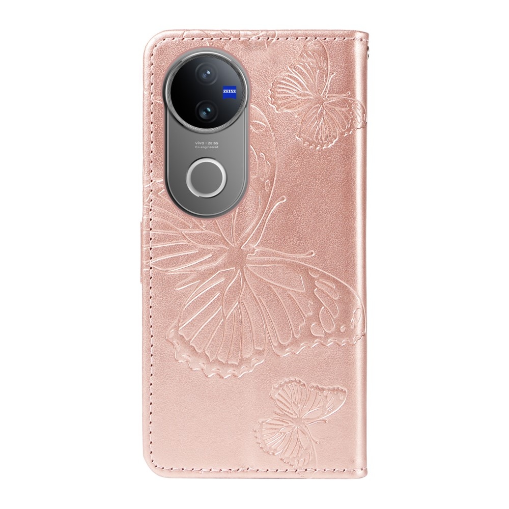 Nagy pillangó könyv tok a Vivo V50 5G-hez - rózsa arany
