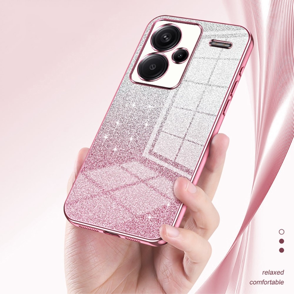 Vágott zselés csillogó tok a Xiaomi Redmi Note 13 Pro+ 5G számára - rózsaszínű