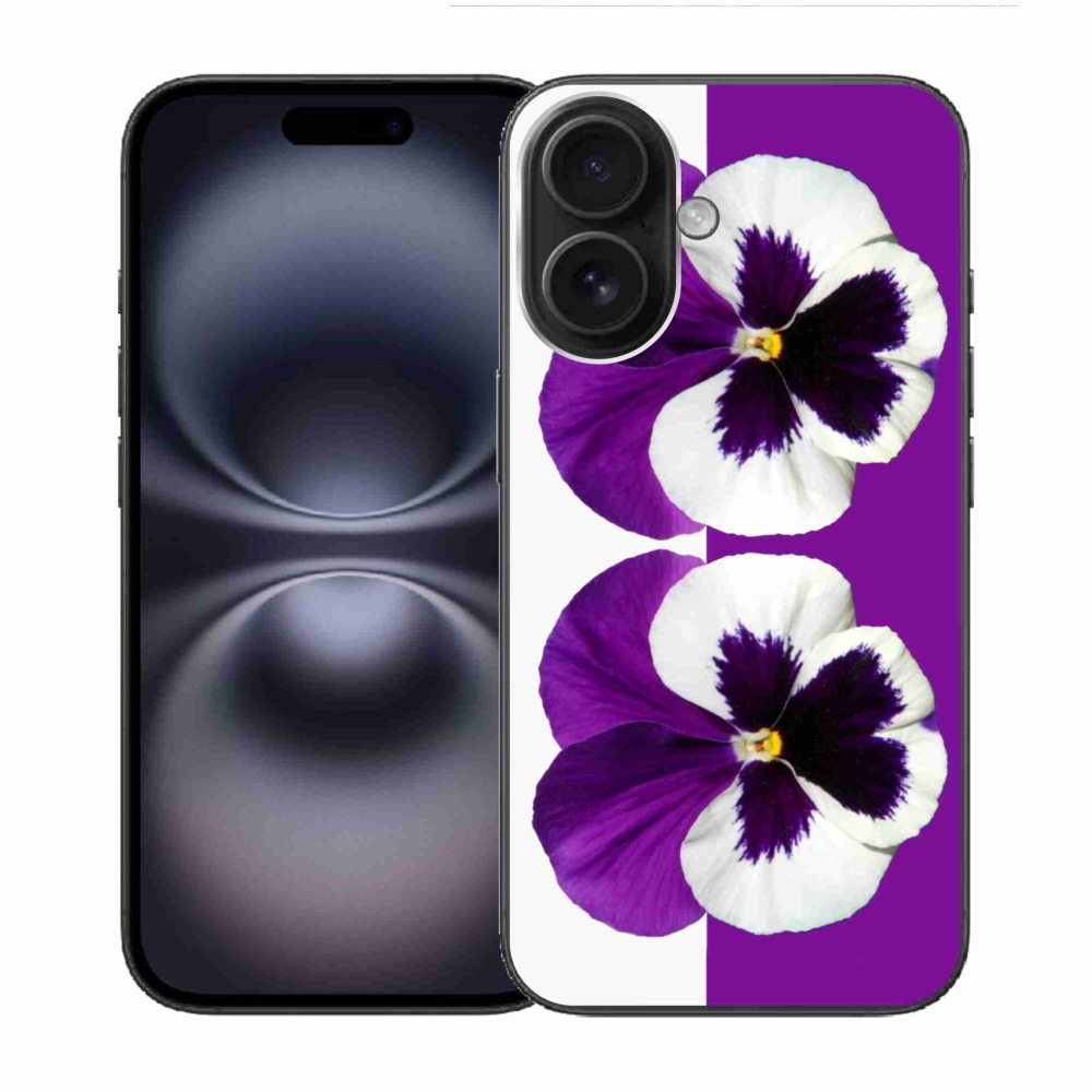 Zselés borítás mmCase iPhone 16 készülékhez - lila és fehér virág