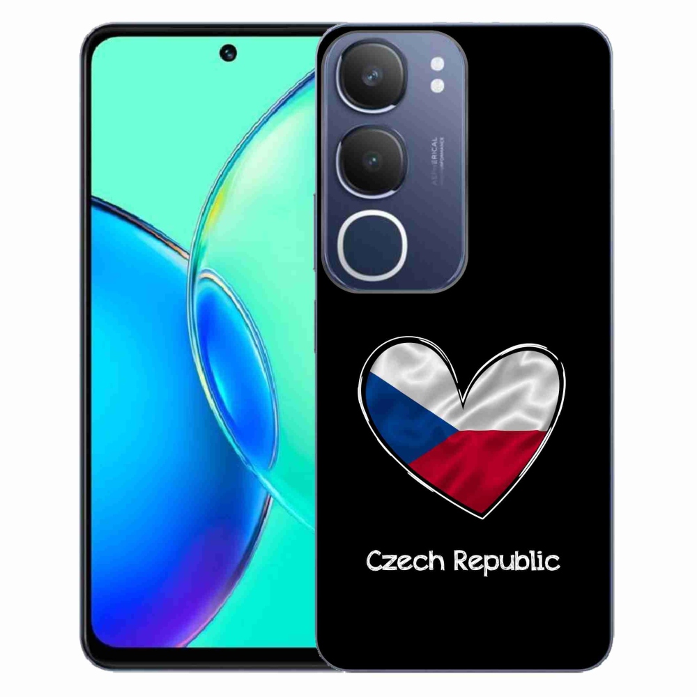 Gél borító mmCase a Vivo Y19s - zászló szív fekete háttérrel