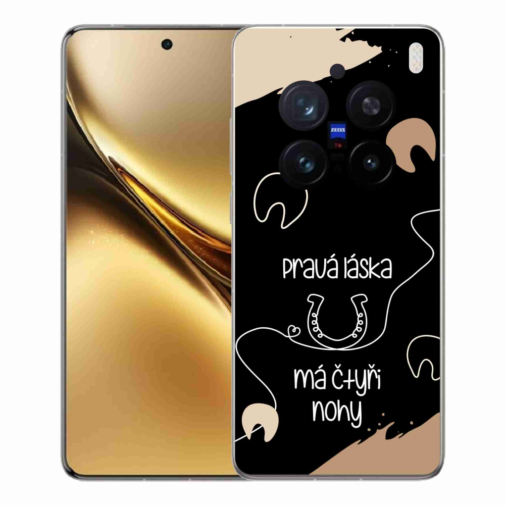 Zselés borítás mmCase a Vivo X200 Pro 5G készülékhez - ló motívum fekete háttérrel