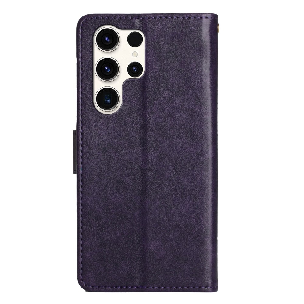 Virágok könyv tok Samsung Galaxy S25 Ultra - sötét lila