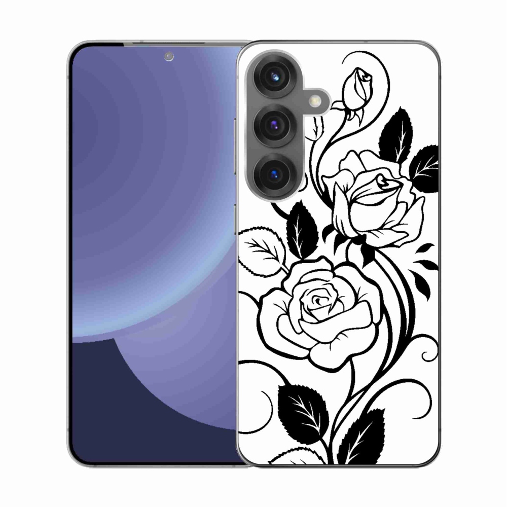 Zselés borítás mmCase Samsung Galaxy S25 készülékhez - fekete és fehér rózsa