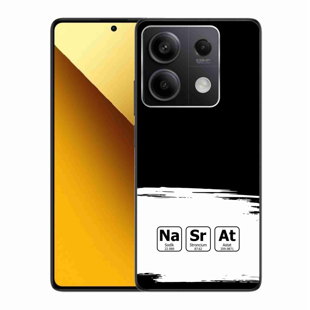 Gél borító mmCase a Xiaomi Redmi Note 13 5G számára - kémiai elemek fehér és fekete háttérrel