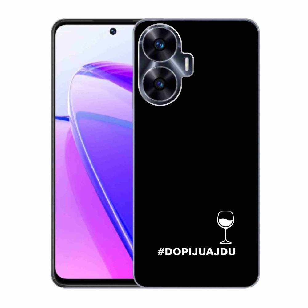 Gél borító mmCase a Realme C55 készülékhez - bor motívum fekete háttérrel