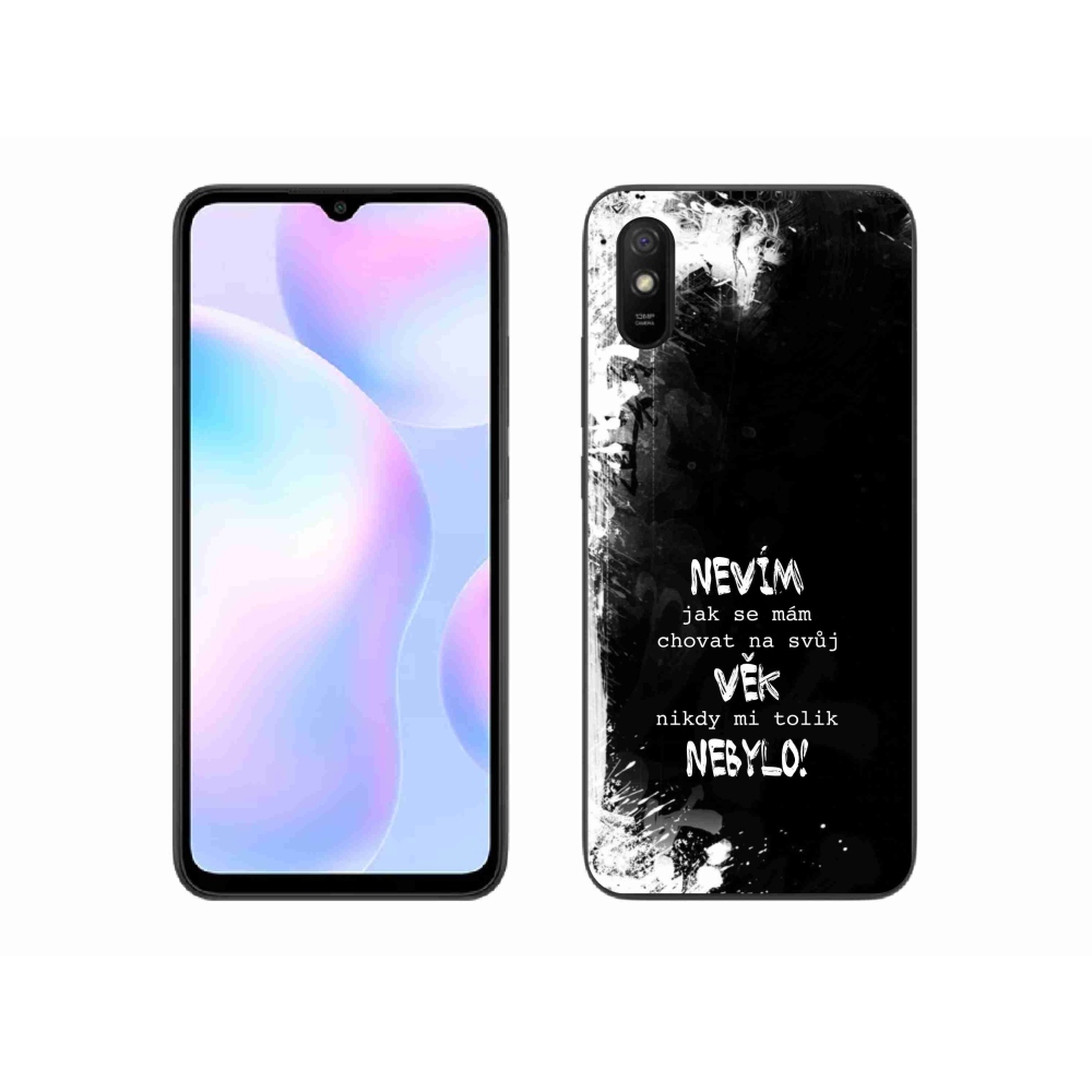 Gél borító mmCase a Xiaomi Redmi 9A számára - vicces szöveg 14 fekete háttérrel