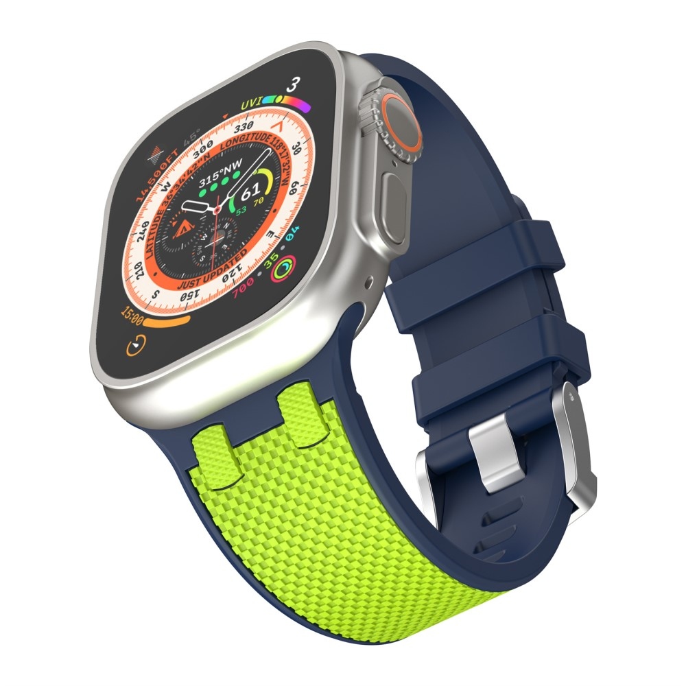 Sport szilikon szíj az Apple Watch Ultra/Ultra 2 49mm/SE/SE 2022/2023 44mm/9/8/7 45mm/6/5/4 44mm/3/2/1 42 mm-es órához - kék/világoszöld színű