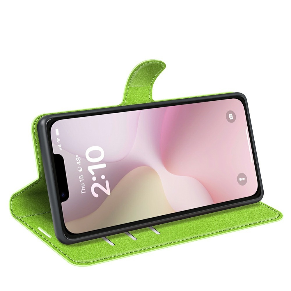 Litchi könyvtáska iPhone 16e készülékhez - zöld